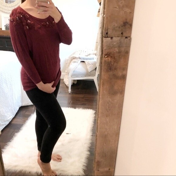 LC Lauren Conrad burgundy dolman sleeve sweater - Picture 2 of 4